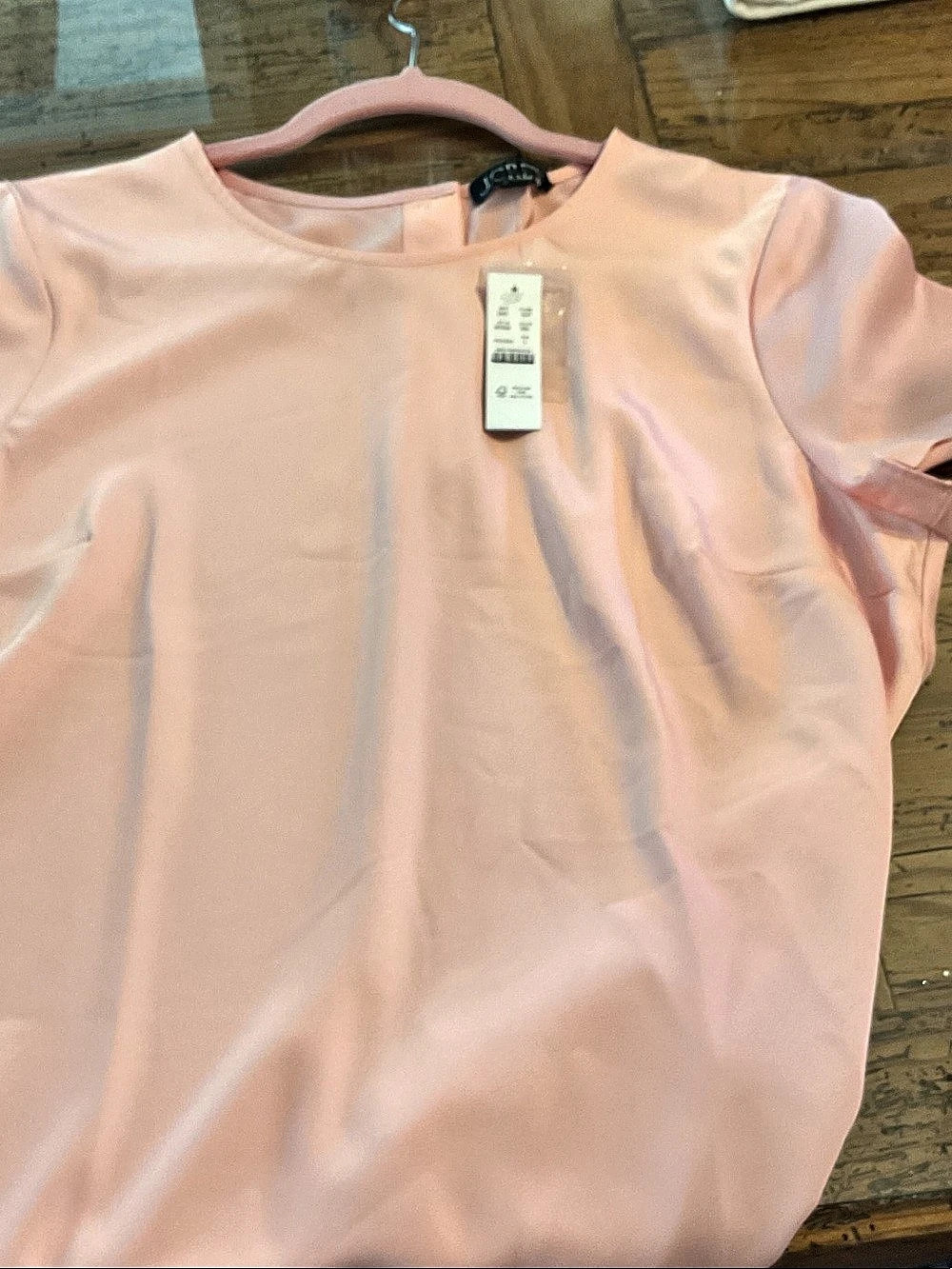 J.CREW Short-sleeve button-back top in everyday crepe Pink Short Sleeve Blouse